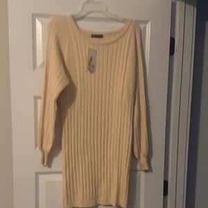 Elegant Cream Long Sleeve Dress